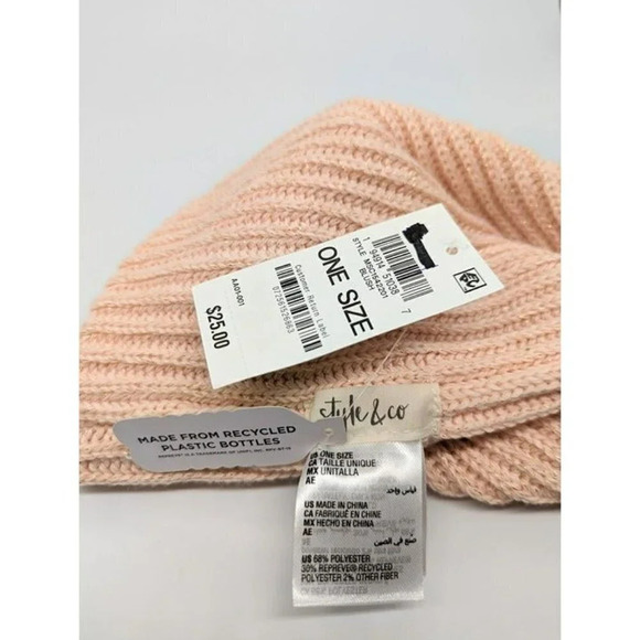 Style & Co Women's Blush Pink and Gold Thread Sparkles Beanie (MSRP $25) - Picture 3 of 3